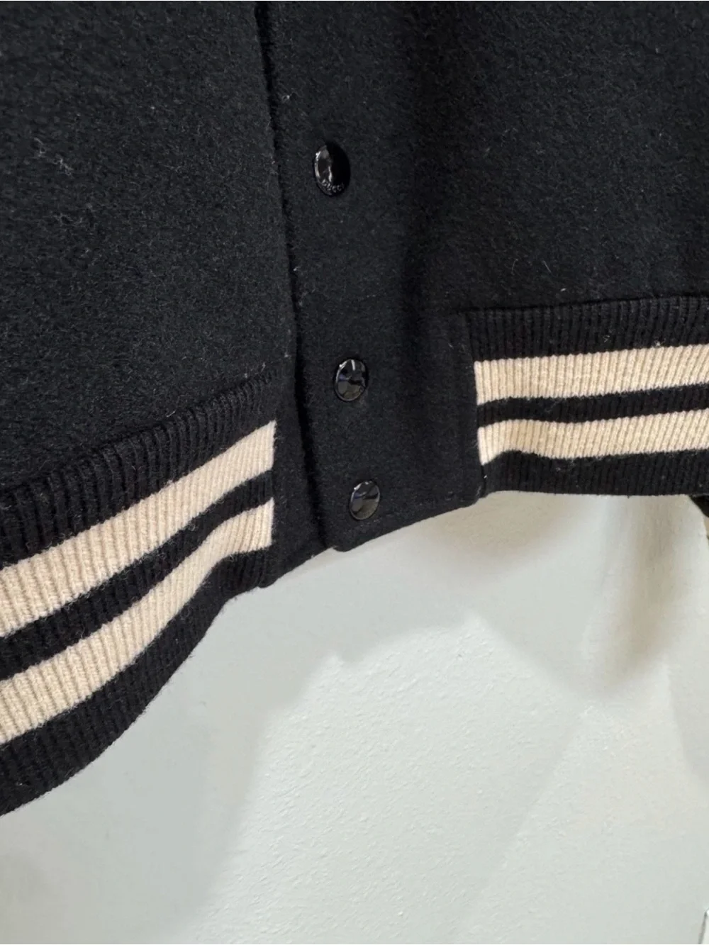 GUCCI Men’s Leather Varsity Jacket 2024 Leather & Black / Wool RARE Sz 56 XL